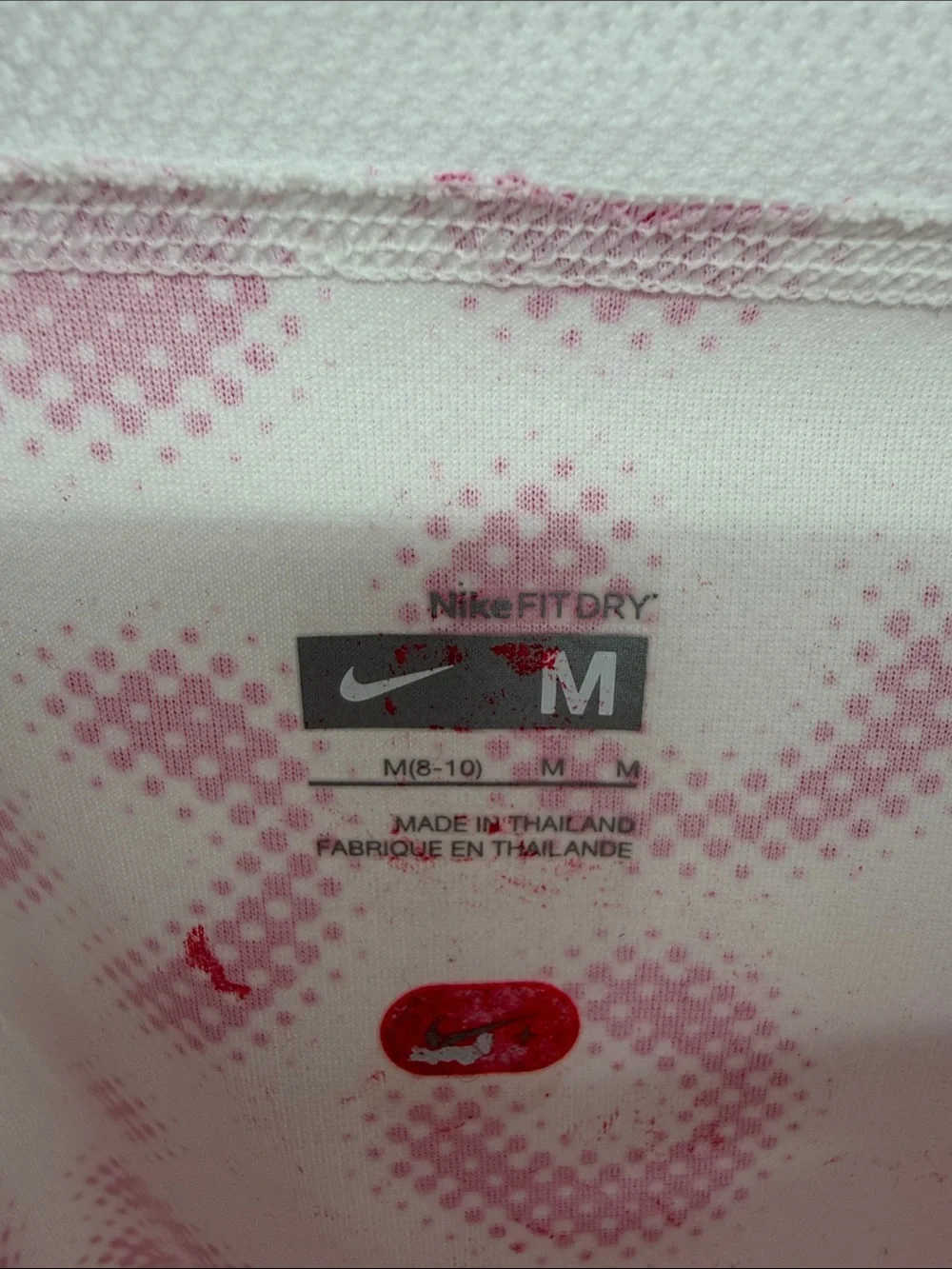 Nike Fit Dry Women’s Athletic Shirt White Pink Cheetah Print Size Medium (8-10)